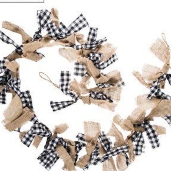 3 Robert Stanley Buffalo plaid and burlap garland NEW - Picture 1 of 4